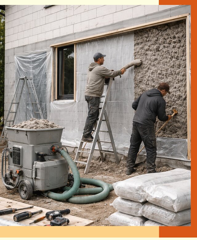 Утепление дома из газобетона эковатой в Фрязине от 4673 руб./м2 | ТепломастерФрз