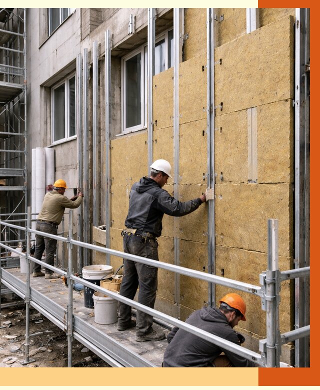 Утепление вентилируемого фасада в Фрязине от 5816 руб/м2 — монтаж и утепление вентфасад | ТепломастерФрз
